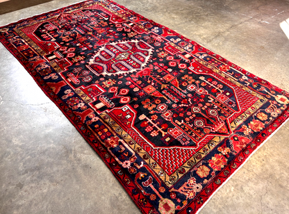 5'0" x 9'5" Hand-Knotted 100% Lamb Wool Pile Hamadane Area Rug- Carpet