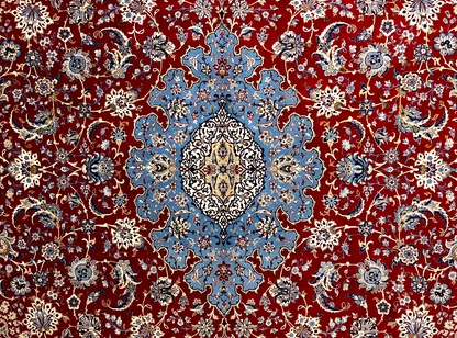 8'10"x12'4" Extra Fine Hand-Knotted Wool & Silk Isfahane Zolfaghari Rug