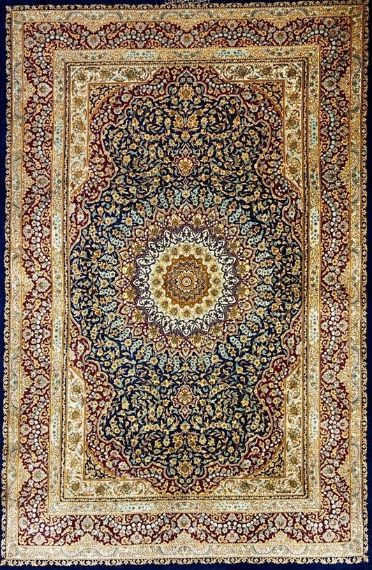 3'3"x5' Exquisite Extra-Fine Hand-Knotted 100% Silk Qume Area Rug - Carpet