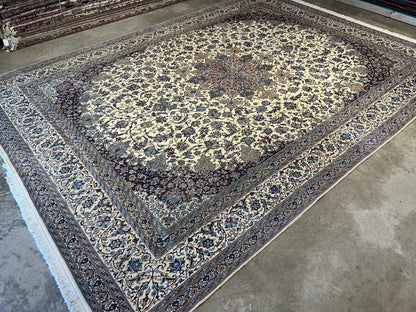 10'3"x14'1" Extra Fine Hand-Knotted Wool & Silk Naine Rug