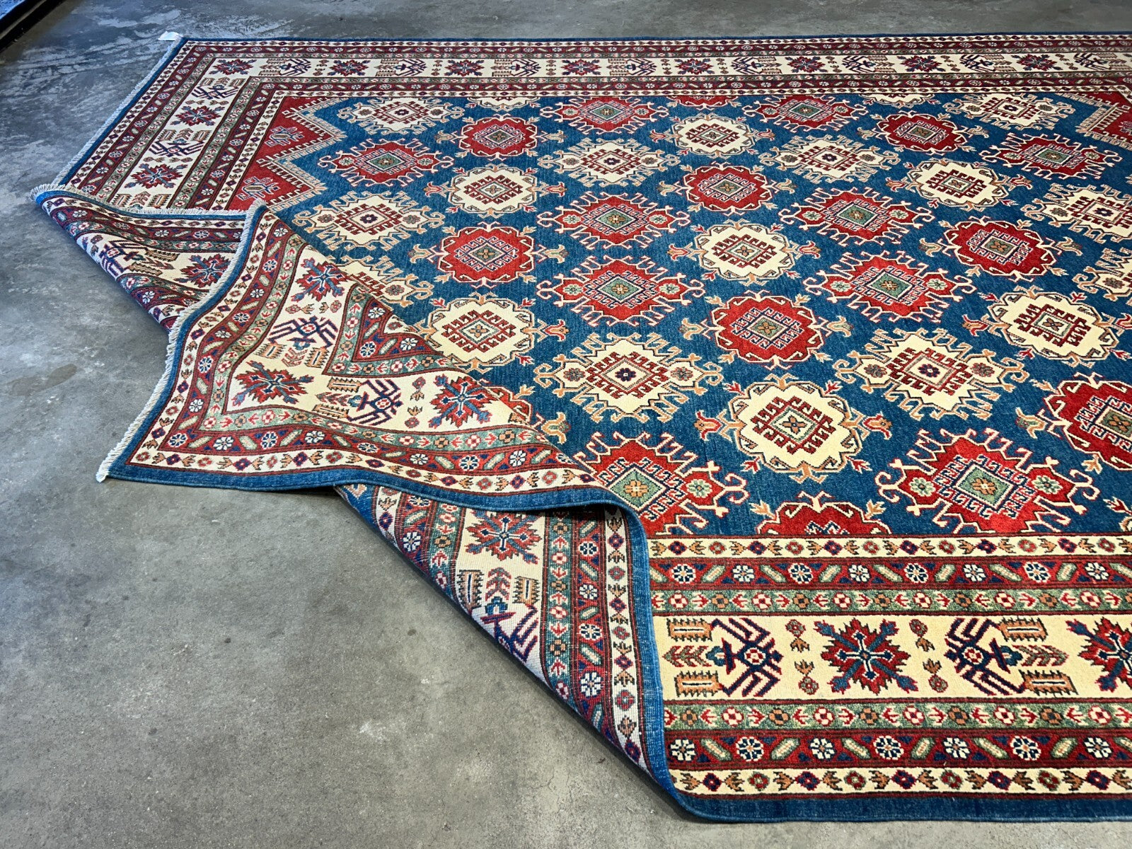 9'x12' Hand-Knotted 100% Wool Pile Kazak Rug