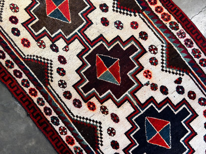 4'3" x 6'7" Hand-Knotted 100% Wool Pile Hamadane Area Rug - Carpet