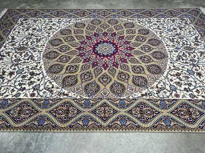 6'6"x10' Extra Fine Hand-Knotted Wool & Silk Isfahane Rug