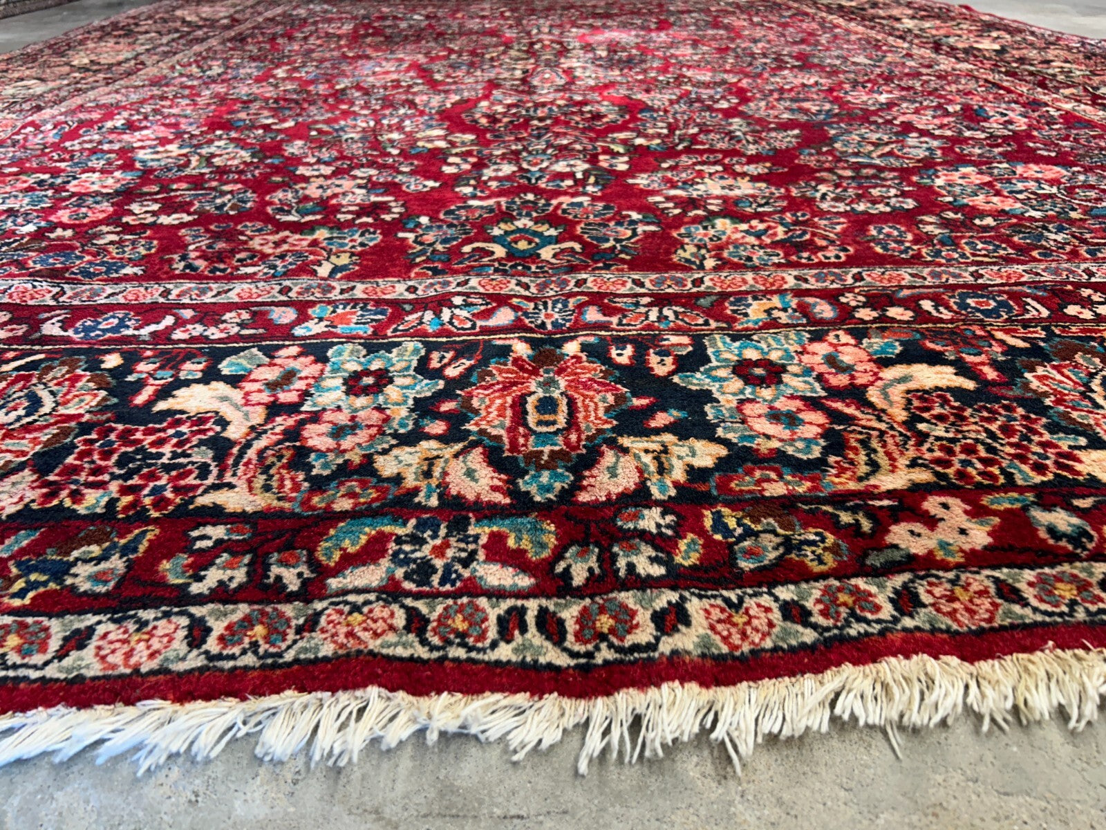 8'10"x12'2" Antique Fine Lamb Wool Sarouke Rug Hand-knotted Carpet