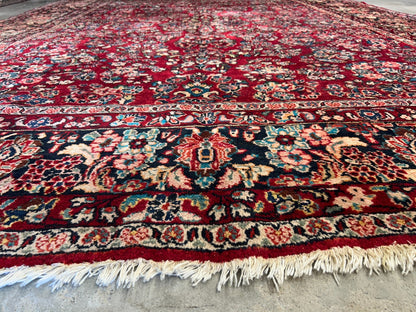 8'10"x12'2" Antique Fine Lamb Wool Sarouke Rug Hand-knotted Carpet