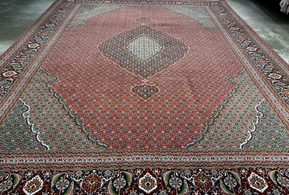 8'8"x11'3" One-Of-a-Kind Hand-Knotted Silk & Wool Tabrize Fish Style Rug