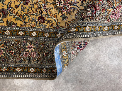 7'x11'6" Very Fine Hand-Knotted Wool & Silk Qume Rug