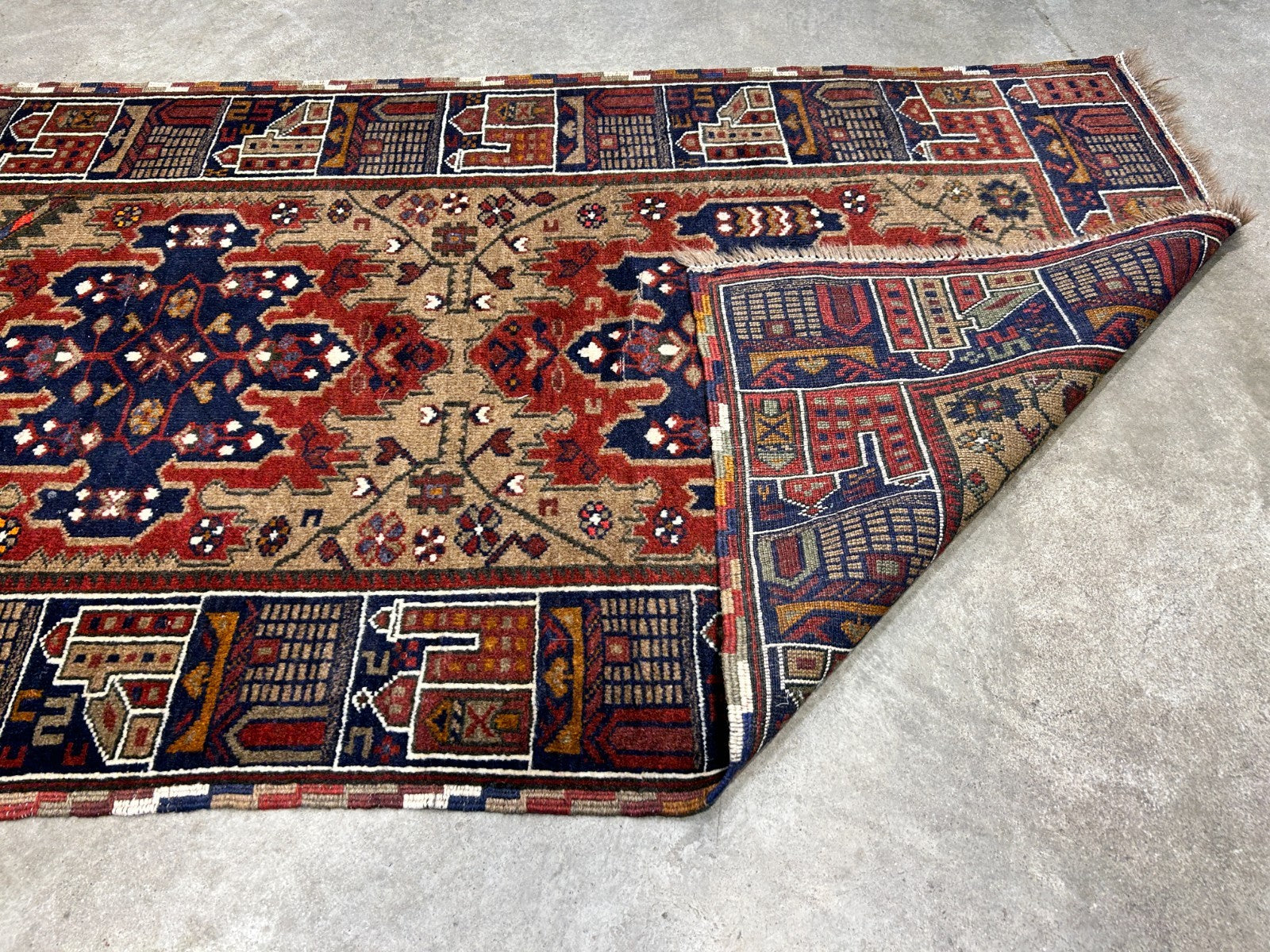 3'x4'2" Antique Hand-Knotted 100% Wool Pile Afghan Rug