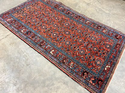 3'4"x6'2" Antique Hand-Knotted 100% Wool Pile Hamadane Area Rug - Carpet