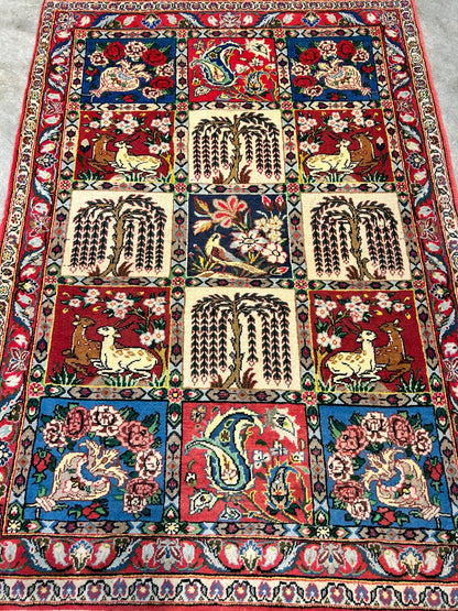 3'5"x5'2" Hand-Knotted 100% Lamb Wool Bakhtiarie Carpet - Area Rug