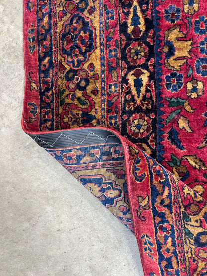 4'5"x6'6" Rare Antique Hand-Knotted 100% Wool Pile Sarouke Area Rug - Carpet