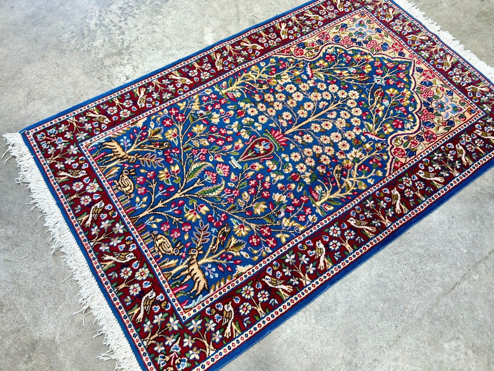 3'x4'9" Hand-Knotted 100% Wool Pile Tree of Life Carpet - Kermane Area Rug