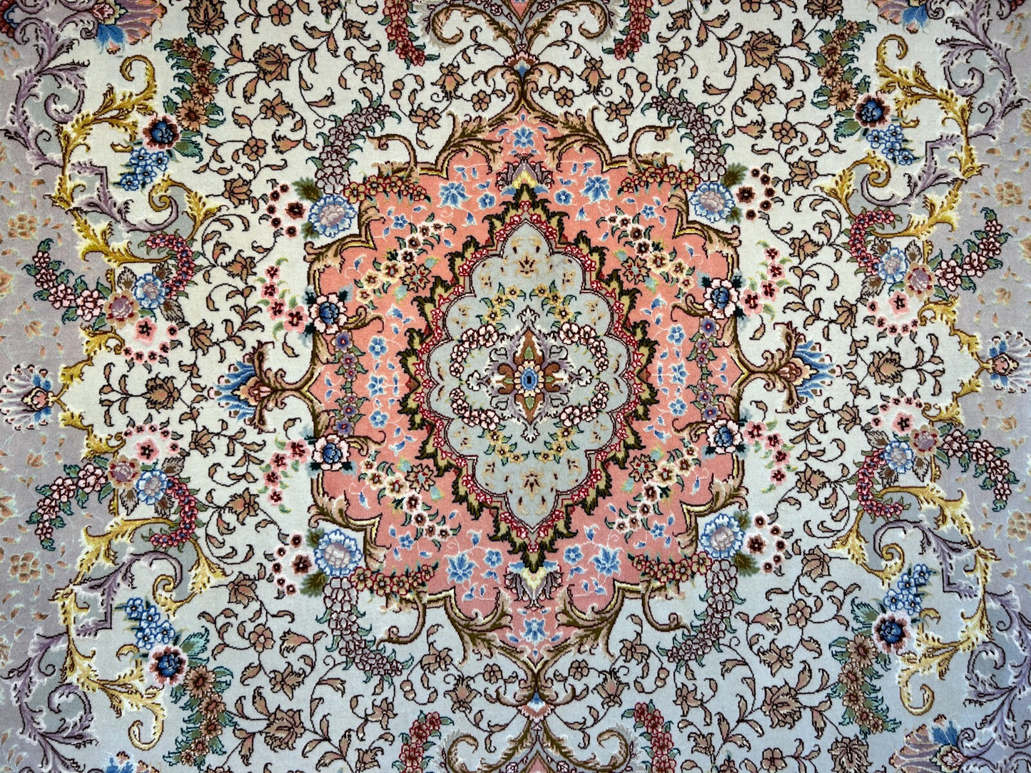 6'8"x10'3" Extra-Fine Signed Hand-Knotted Wool & Silk Tabrize Rug - Area Carpet