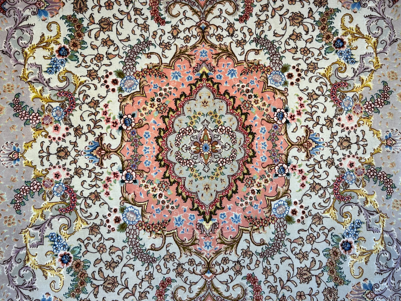 6'8"x10'3" Extra-Fine Signed Hand-Knotted Wool & Silk Tabrize Rug - Area Carpet