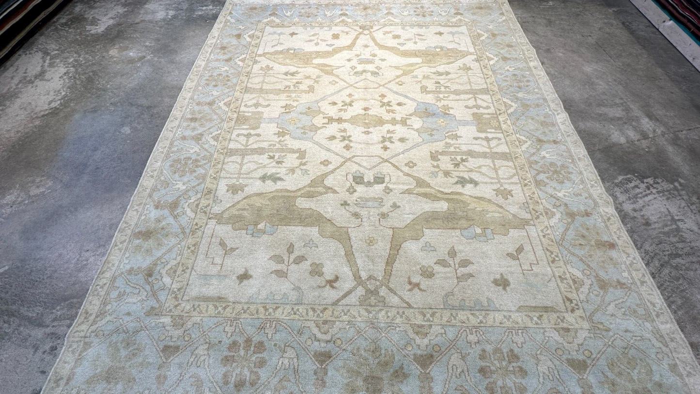 8'x10' Hand-Knotted 100% Lamb Wool Oushak Carpet - Area Rug
