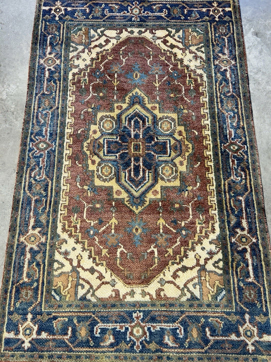 3’1”x5’ Hand-Knotted 100% Wool Indoserapi Area Rug - Carpet