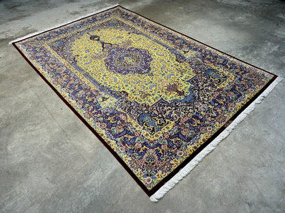 5'4"x8'2" Exquisite Extra-Fine Hand-Knotted 100% Silk Qume Carpet - Area Rug