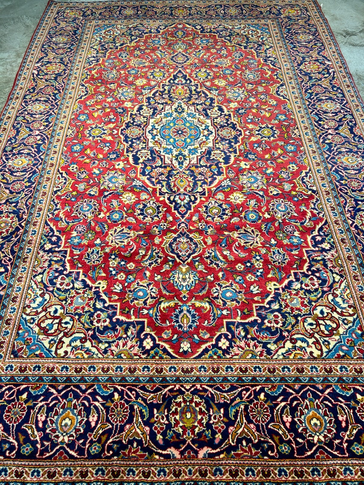 6'4"x9'11" Hand-Knotted 100% Wool Pile Kashanne Carpet - Area Rug