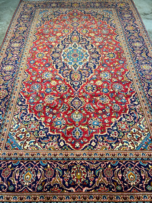 6'4"x9'11" Hand-Knotted 100% Wool Pile Kashanne Carpet - Area Rug
