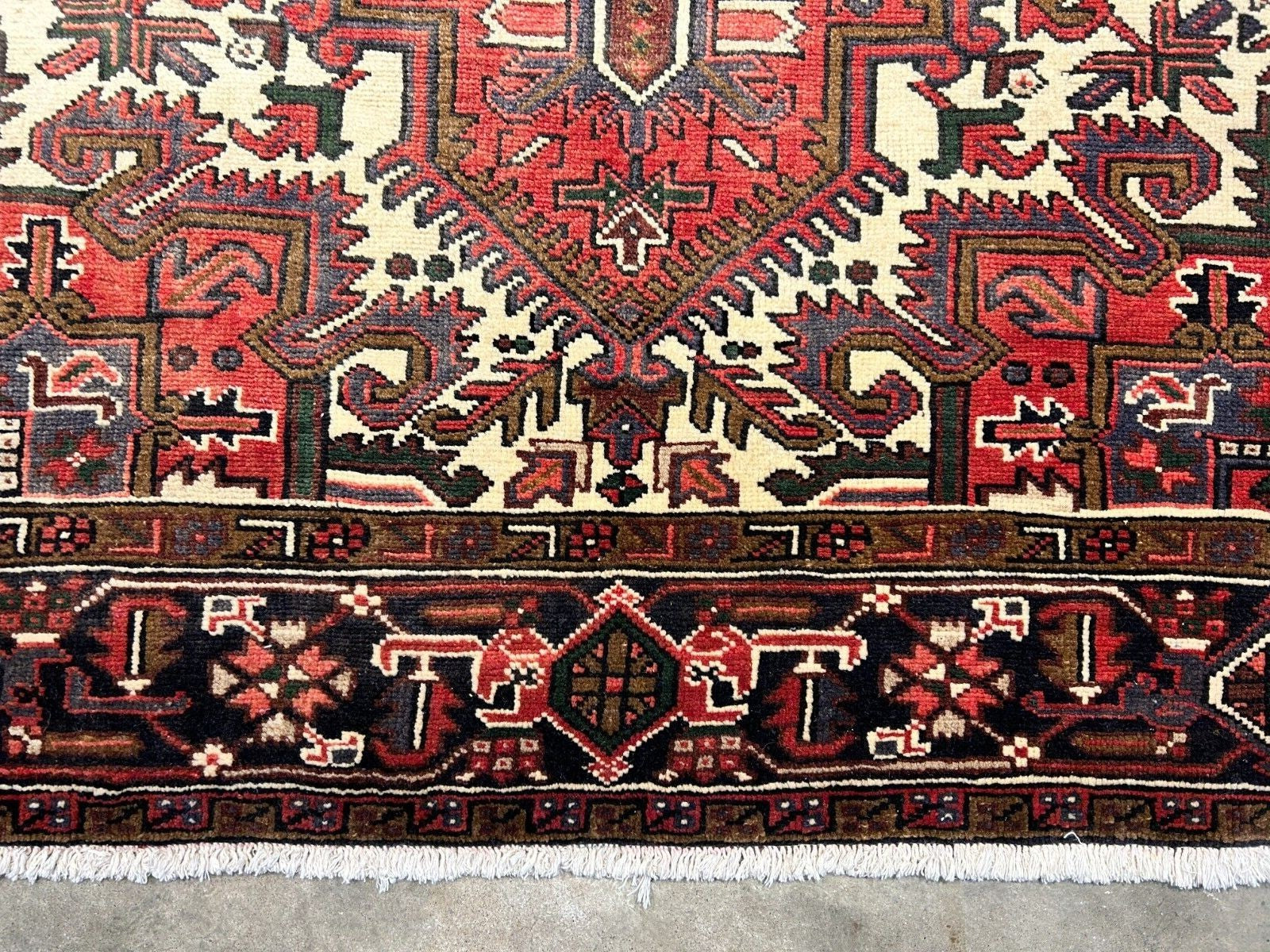 6'7" x 10'4" One-of-a-kind 100% Wool Pile Herize Area Rug - Handamade Carpet