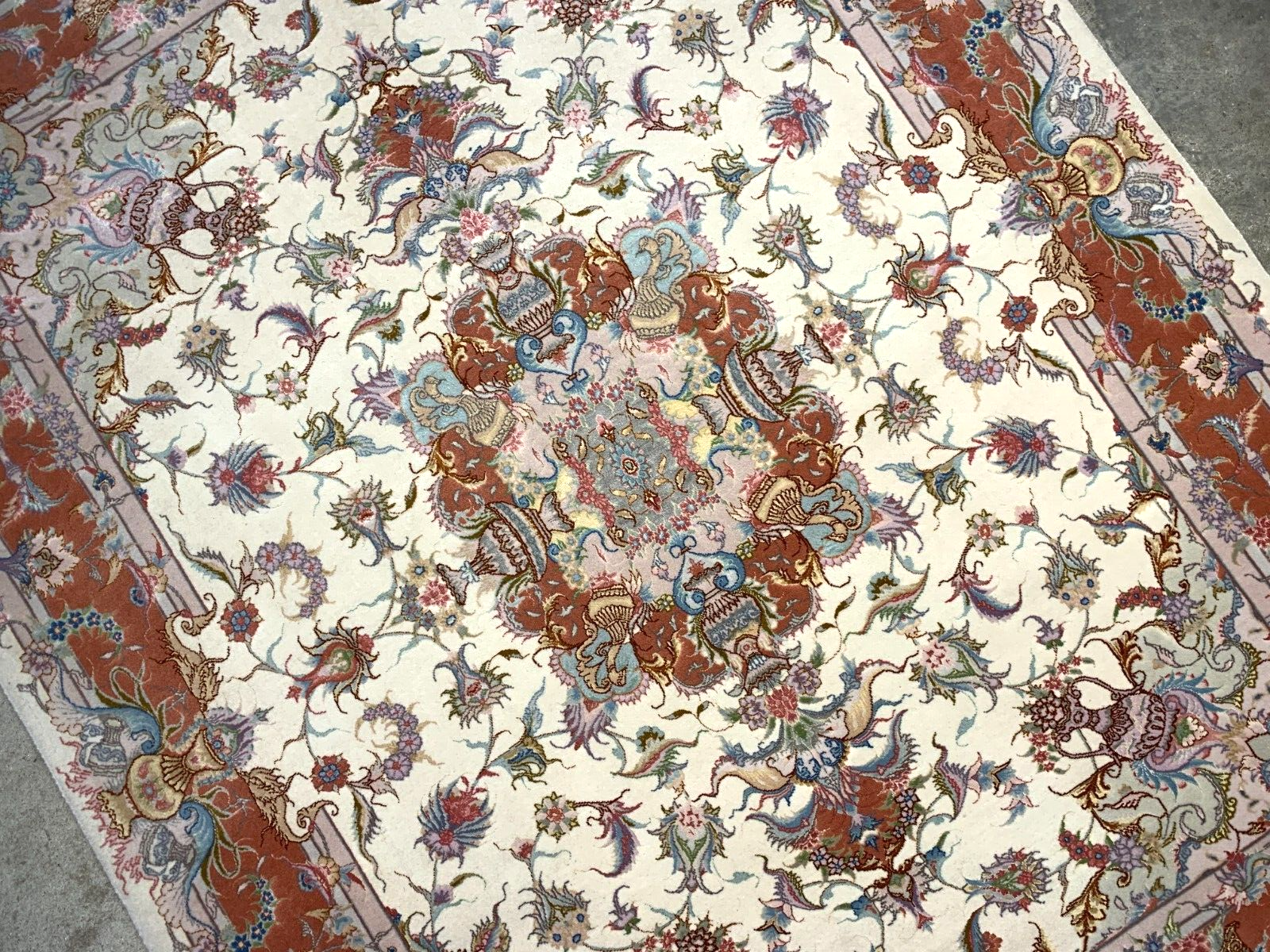 5'x6'8" Very Fine Hand-Knotted Wool & Silk Blend Tabrize Carpet - Area Rug