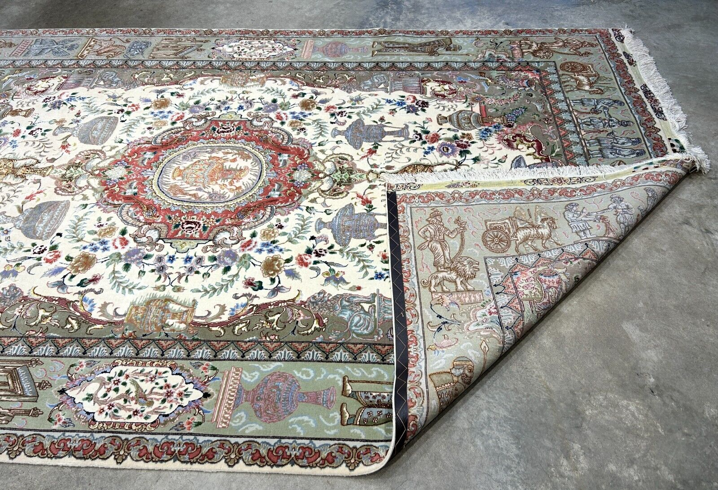 6'6"x10'2" Extra-Fine Hand-Knotted Wool & Silk Blend Tabrize Carpet - Area Rug
