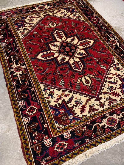 4'0" x 6'1" Hand-Knotted 100% Wool Geometric Persiane Herize Rug