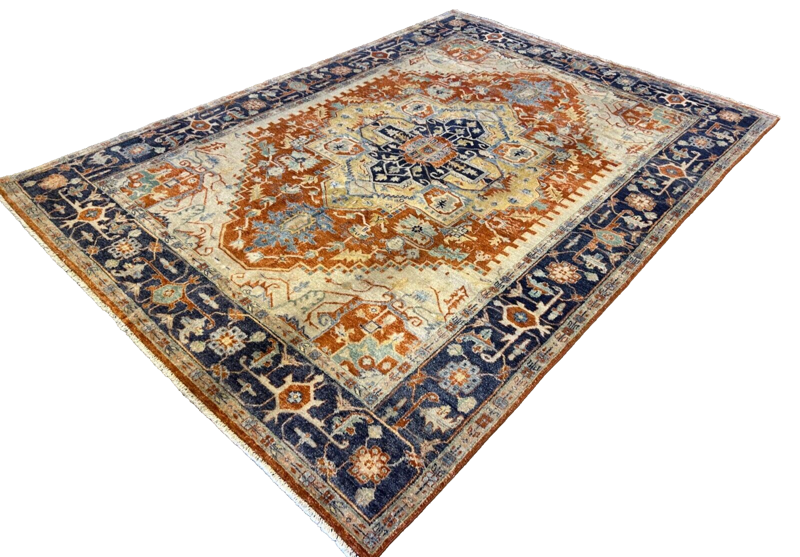 9'x12' Hand-Knotted 100% Lamb Wool Serapie Design Carpet - Area Rug