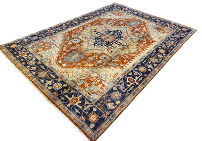 9'x12' Hand-Knotted 100% Lamb Wool Serapie Design Carpet - Area Rug