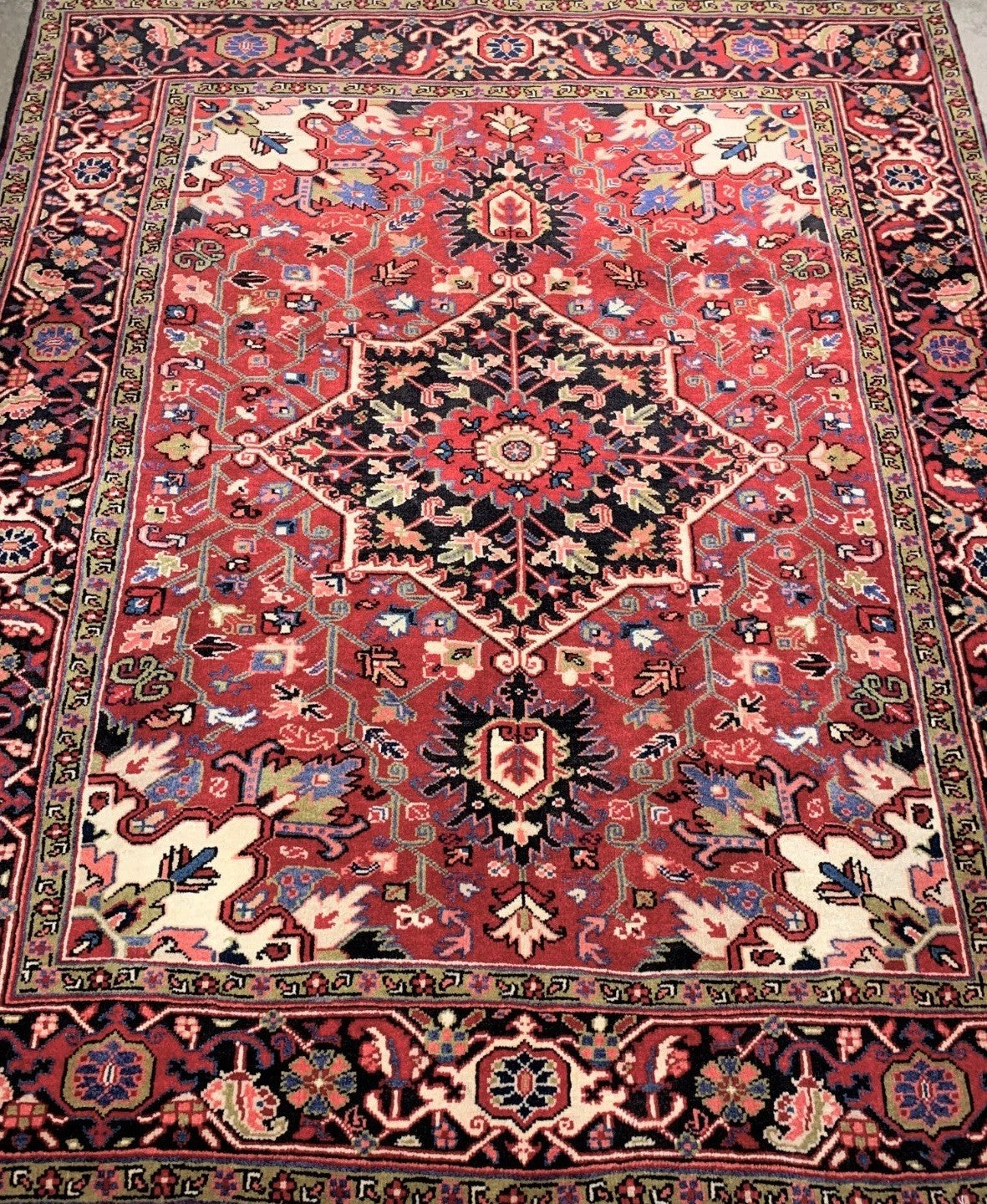 5'0" x 6'2" Hand-Knotted 100% Wool Pile Geometric Herize Area Rug