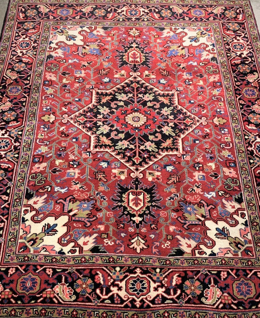 5'0" x 6'2" Hand-Knotted 100% Wool Pile Geometric Herize Area Rug