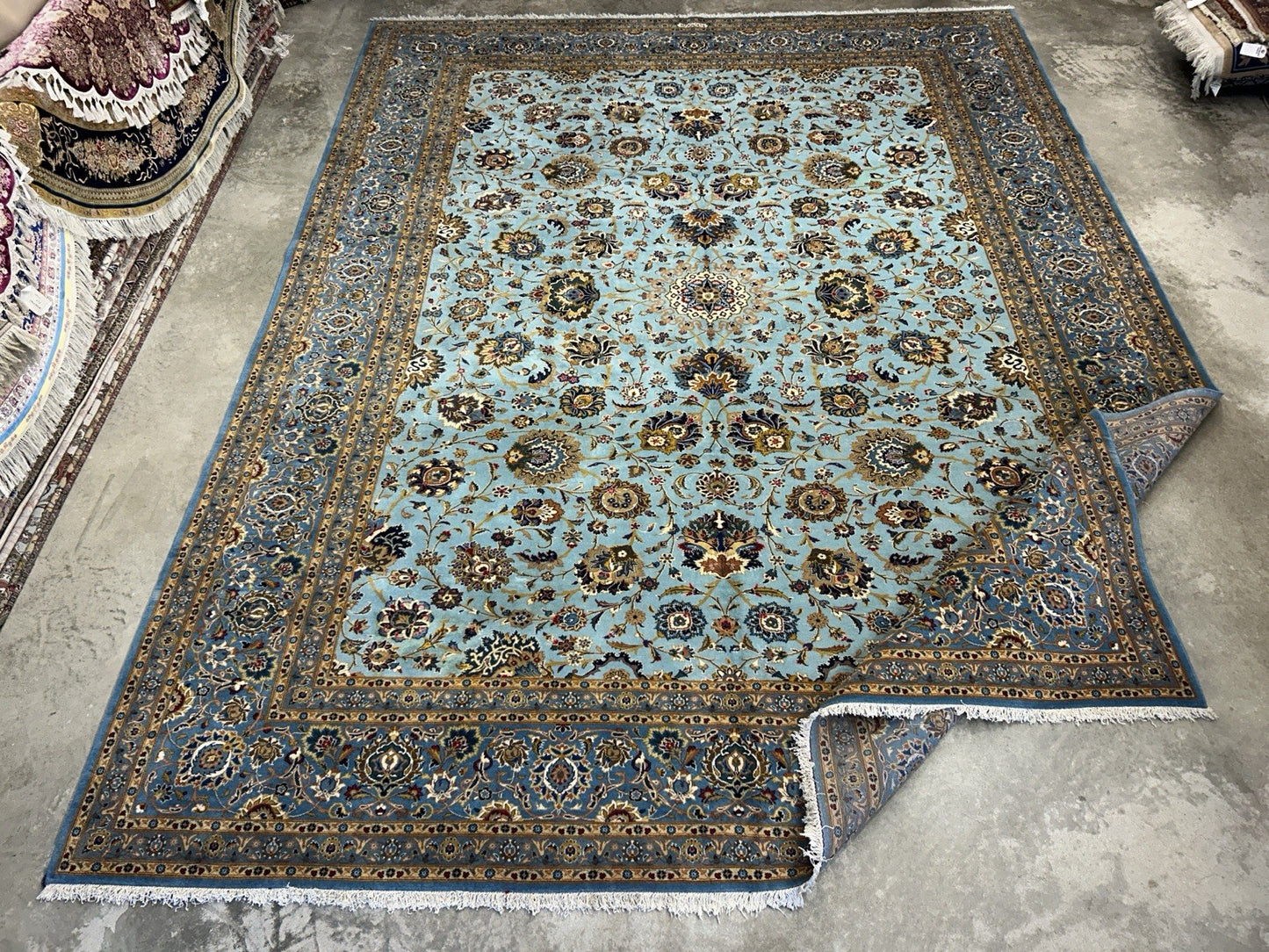 10’8”x14’2” Very Fine Hand-Knotted 100% Wool Pile Kashane Area Rug - Signed