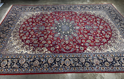 8'1"x11'6" Extra Fine Hand-Knotted Wool & Silk Isfahane Rug