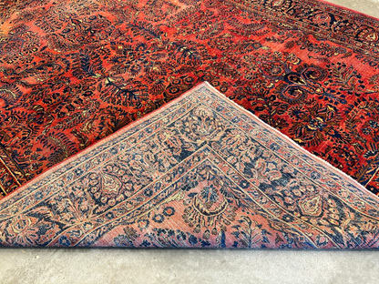 9'2"x11'4" Antique Fine Lamb Wool Sarouke Mohajeran Rug Hand-knotted Carpet