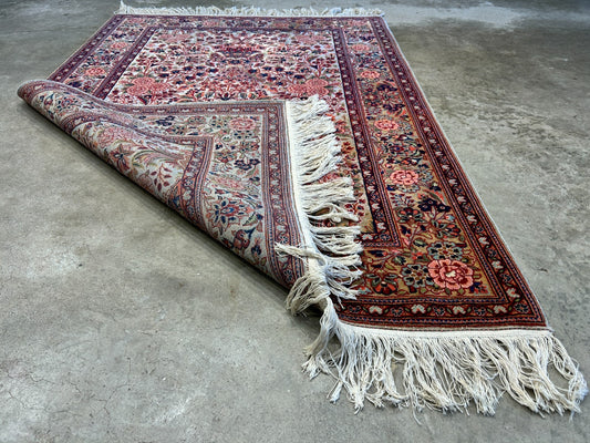 3'3"x5'4" Very Fine Hand-Knotted 100% Wool Pile Persiane Kashane Rug
