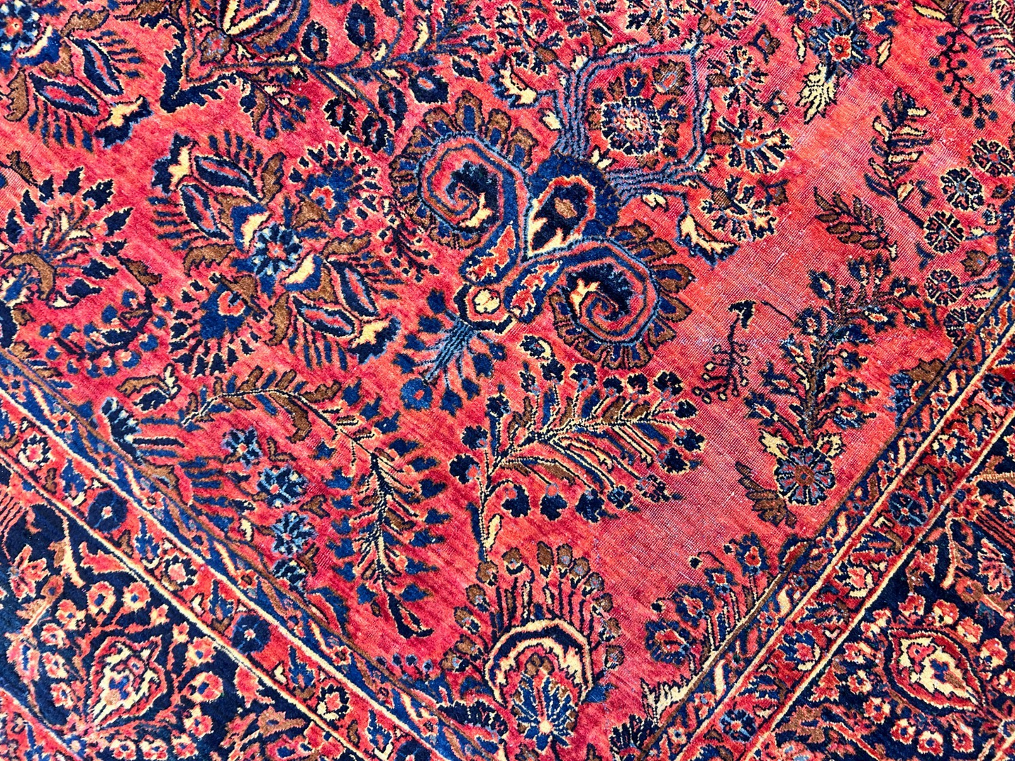 9'2"x11'4" Antique Fine Lamb Wool Sarouke Mohajeran Rug Hand-knotted Carpet