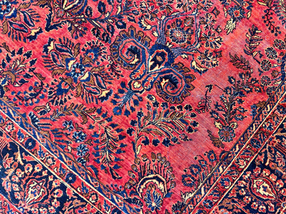 9'2"x11'4" Antique Fine Lamb Wool Sarouke Mohajeran Rug Hand-knotted Carpet