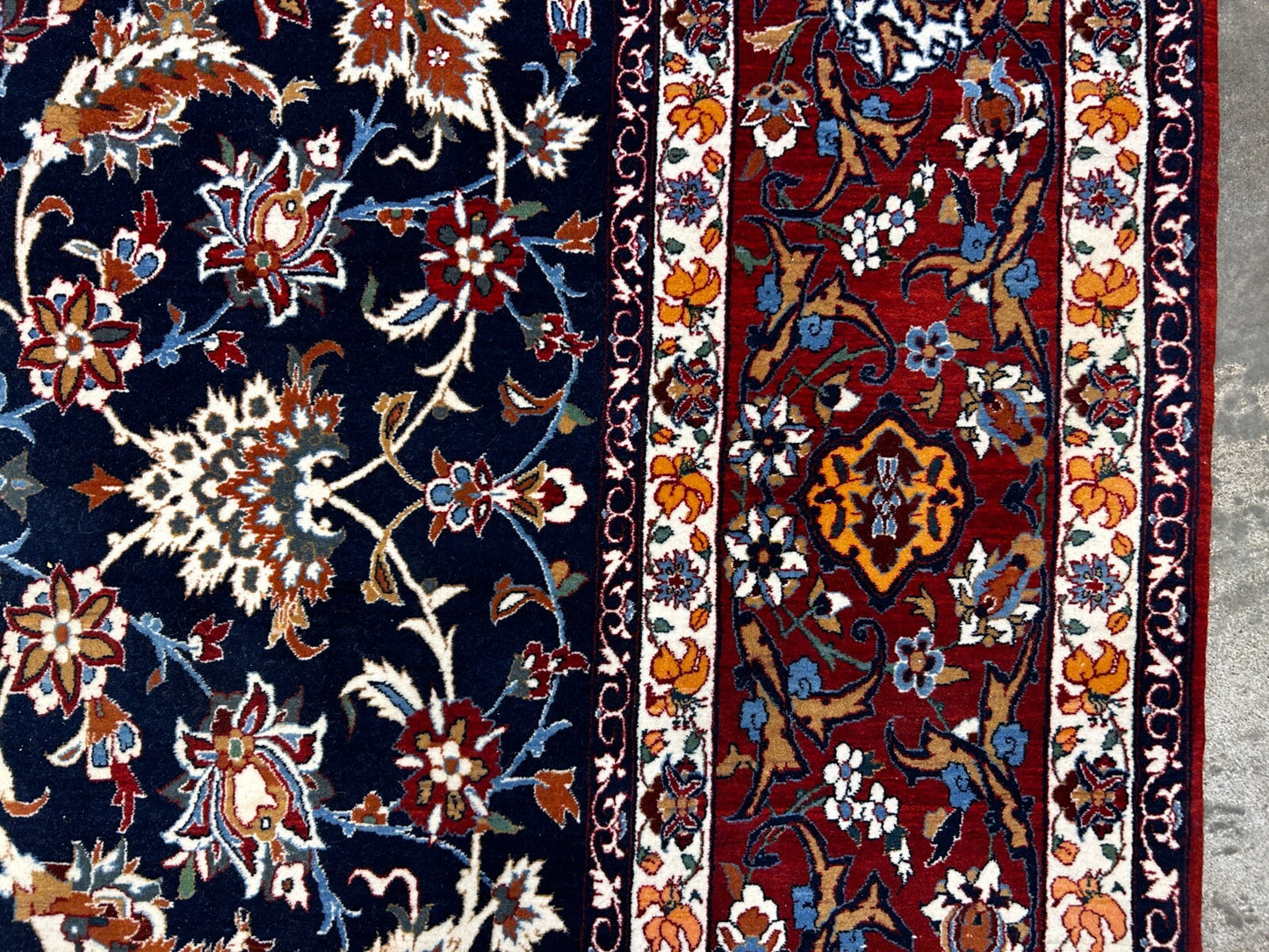 7'9"x12'8" Extra Fine Hand-Knotted Wool & Silk Isfahane Seirafian Rug