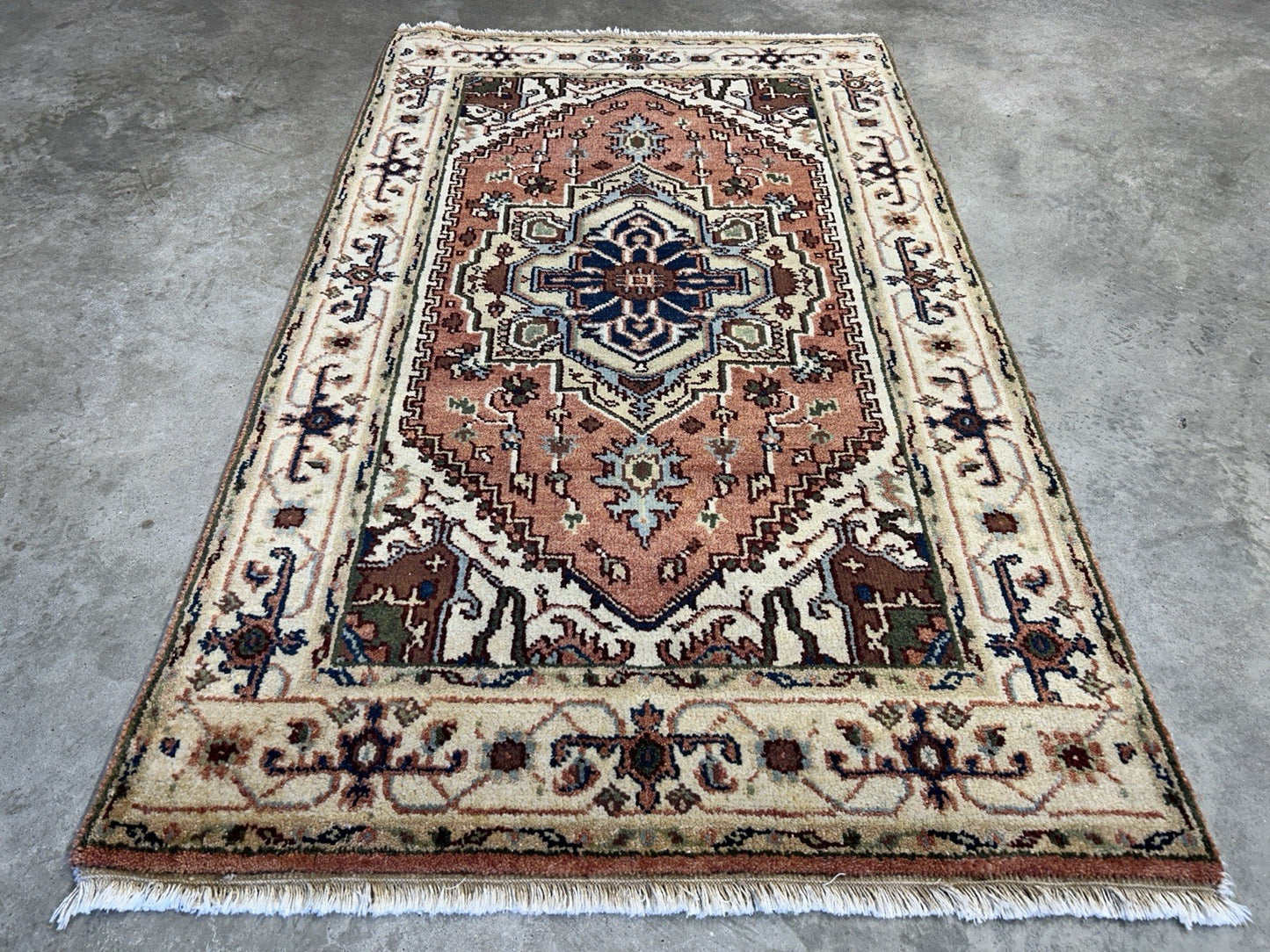 3’x5’ Hand-Knotted 100% Wool Indoserapi Area Rug - Carpet