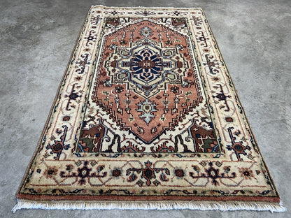 3’x5’ Hand-Knotted 100% Wool Indoserapi Area Rug - Carpet