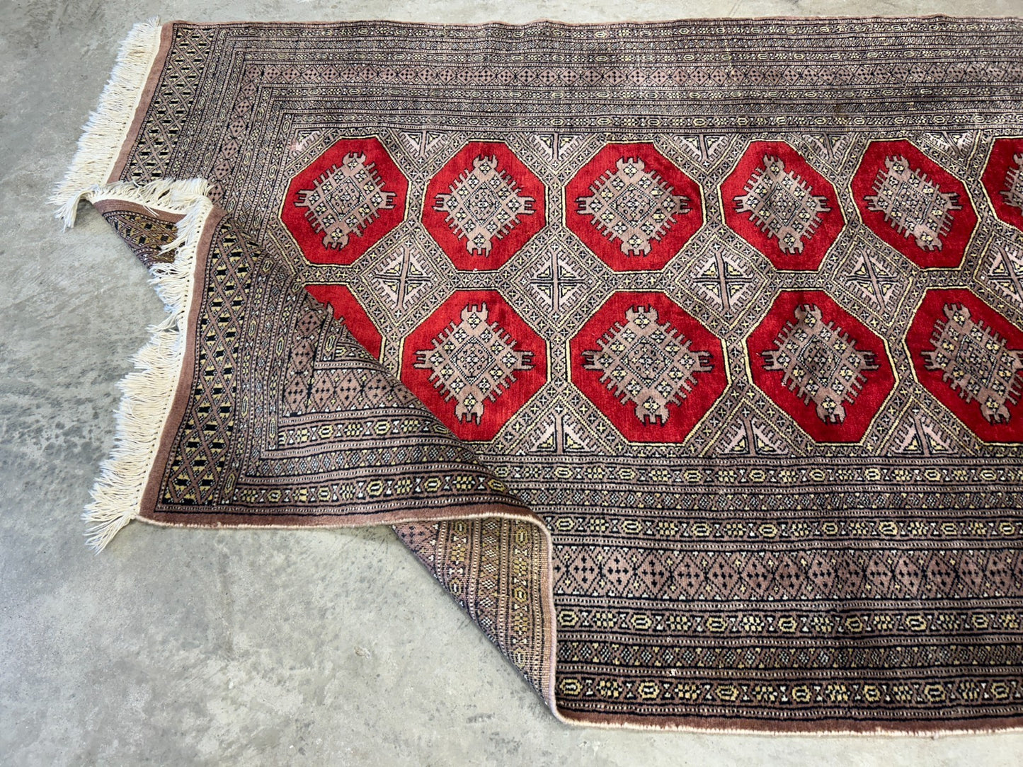 4'2"x6'4" Hand-Knotted 100% Wool Pile Bokhara Area Rug - Carpet