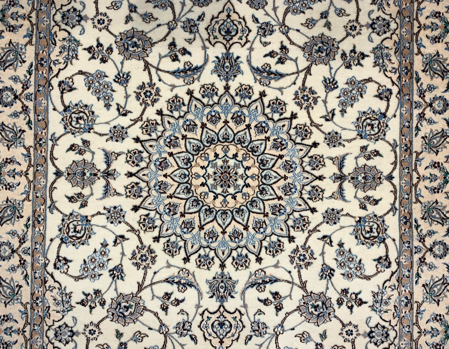 4'x6'4" Fine Hand-Knotted Wool & Silk Blend Naine Carpet - Area Rug