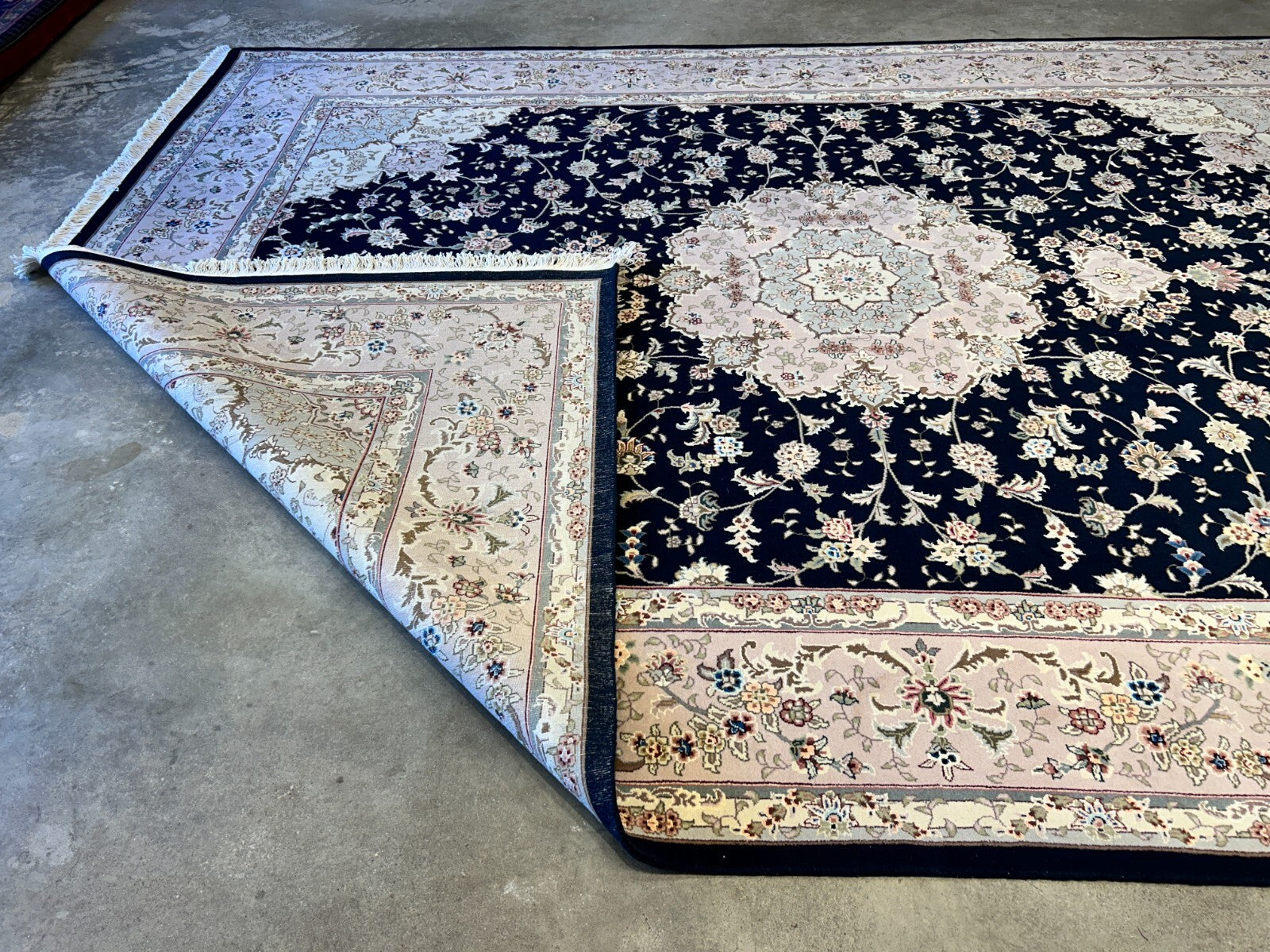 9'x12' Hand-Knotted Wool & Silk Blend Oriental Rug