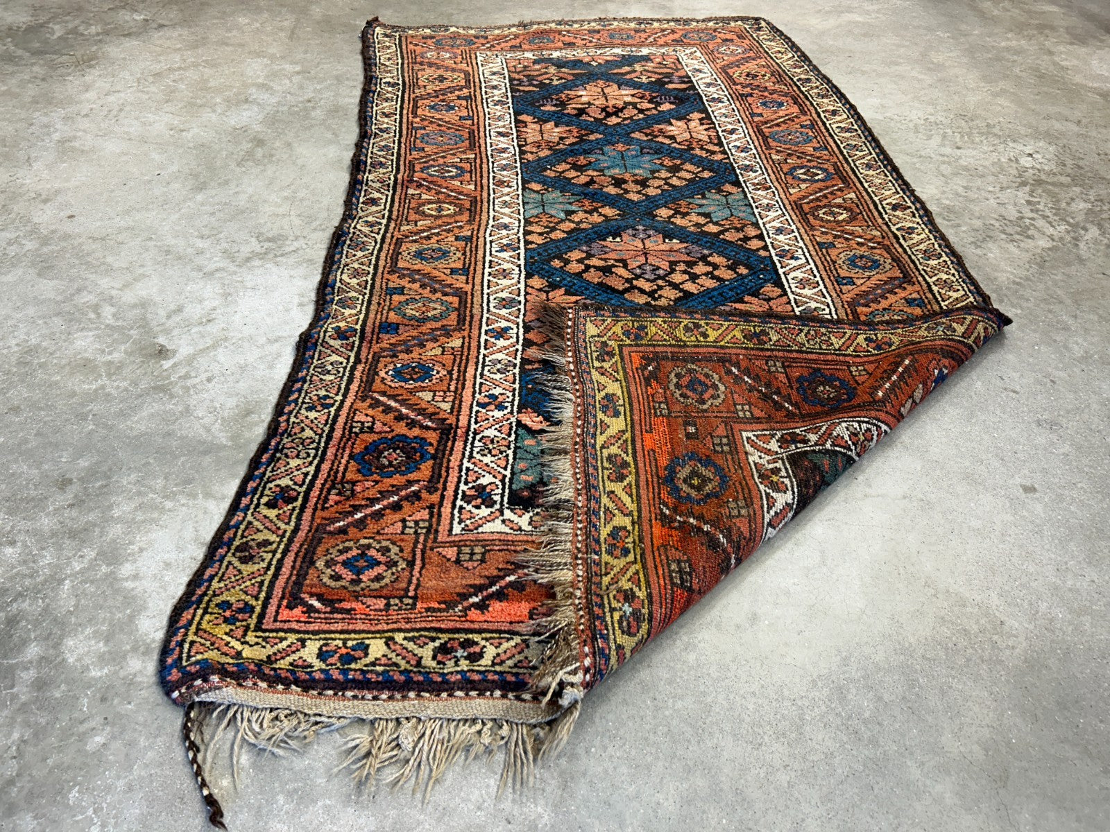 3'4"x6'6" Antique Hand-Knotted 100% Wool Pile Kordish Area Rug - Carpet