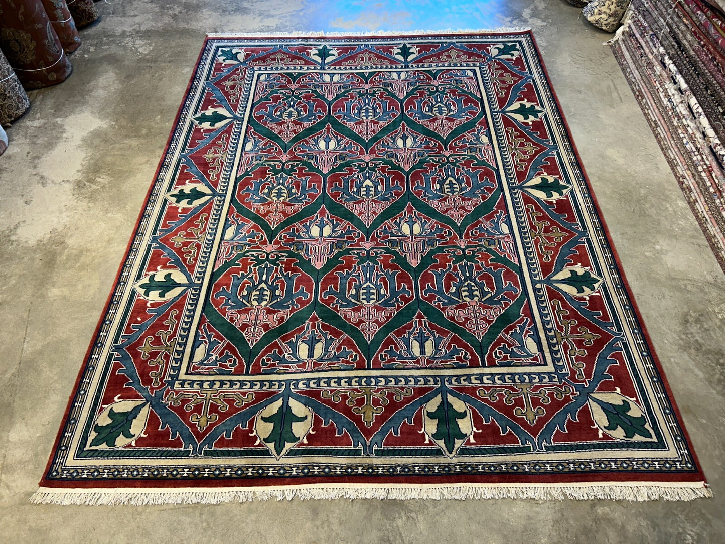 9'x12' Hand-Knotted 100%  Wool Pile All-Over Area Rug