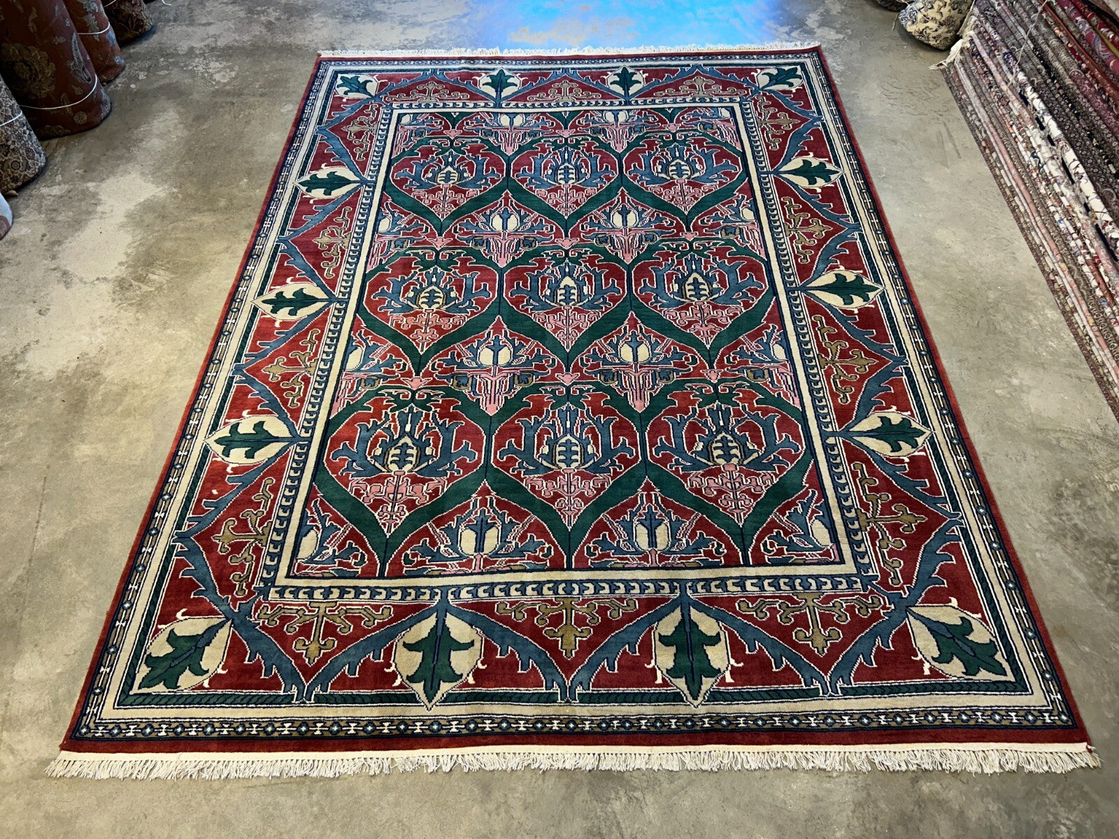 9'x12' Hand-Knotted 100%  Wool Pile All-Over Area Rug