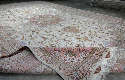 8'2"x11'8" Extra Fine 80-Raj Hand-Knotted Wool & Silk Tabrize Rug