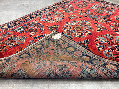 3'4"x4'10" Antique Hand-Knotted 100% Wool Pile Sarouke Mohajeran Rug