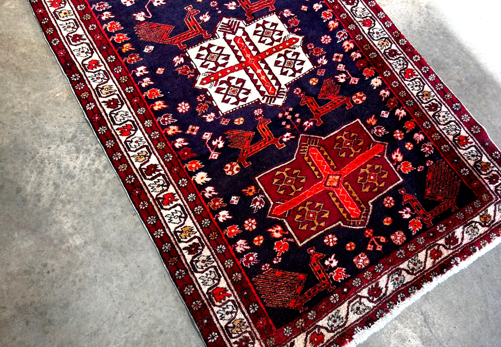 3'7" x 10'7'' Hand-Knotted 100% Lamb Wool Pile Goravane Area Rug