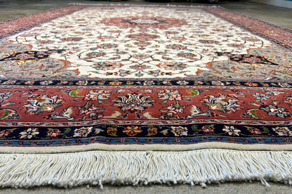 6'2"x9'3" Fine Hand-Knotted Wool & Silk Blend Tabrize Carpet - Area Rug